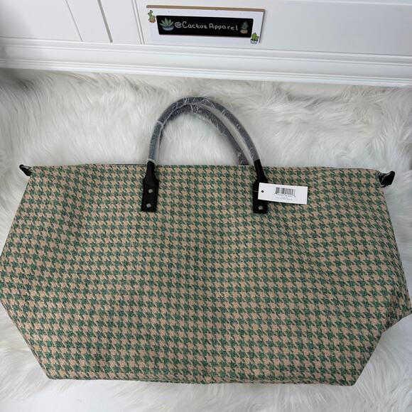 lulu dharma Handbags - New Lulu Dharma Frasier Green Houndstooth Large Weekender Bag